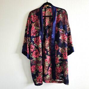 Vintage Victoria's Secret Gold Label Sheer Floral & Paisley Robe One Size